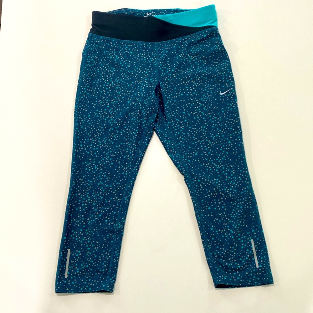 Nike Dri-Fit Cropped‎ Running Leggings with Back Stash Zip Pocket